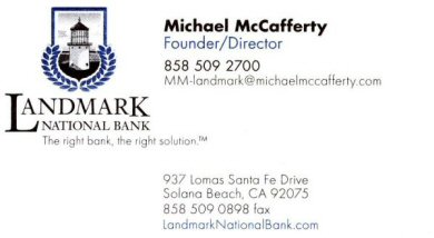 Landmark National Bank, Michael McCafferty business card